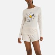 Pijama corto acanalado de manga larga Snoopy