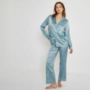Pijama camisero, de satén con estampado de flores