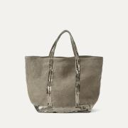 Bolso tote M de lino y lentejuelas