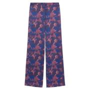 Pantalón ancho satinado, estampado de flores