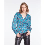 Blusa satinada con estampado de flores