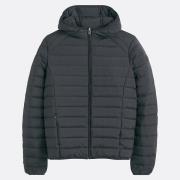 Chaqueta acolchada corta con capucha fija, de entretiempo