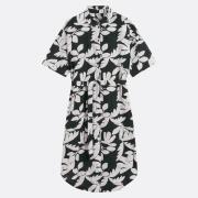 Vestido camisero largo, mangas hasta el codo, estampado
