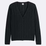 Chaqueta de punto fino con cuello de pico y cierre de botones