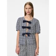 Blusa de manga corta de rayas con lazo